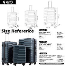 Load image into Gallery viewer, COOLIFE Expandable Suitcase PC ABS TSA Luggage 3 Piece Set Lock Spinner Carry on (Teal blue)