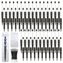 Load image into Gallery viewer, DASTTUIS 150 Pieces DIY Beadable Pen Kit – 50 Plastic Ballpoint Pens with Refills & Bags – School Supplies, Office Accessories & Decorative Items for Students & Teachers (Black)