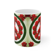 Load image into Gallery viewer, Peace & Poinsettias Holiday Mug 11oz mug AI-Generated Artwork