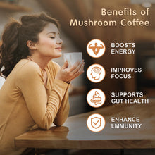Load image into Gallery viewer, Mushroom Coffee, 6 Adaptogenic Mushrooms with Lion's Mane, Cordyceps, Turkey Tail & More, Instant Mushroom Coffee for Focus, Energy, Immune & Digestion Support