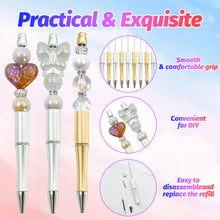 Load image into Gallery viewer, DASTTUIS 150 Pieces DIY Beadable Pen Kit – 500 Plastic Ballpoint Pens with Refills & Bags – School Supplies, Office Accessories & Decorative Items for Students & Teachers (Silver and Gold)