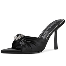 Load image into Gallery viewer, GPXGPX Black Heels for Women Slip On Heeled Sandals Open Pointed Toe Stiletto Mules High Heels Sexy Sandals Mules Party Wedding Shoes 9