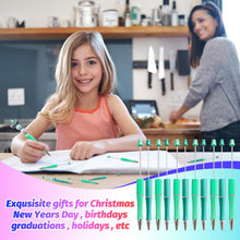 Load image into Gallery viewer, DASTTUIS 150 Pieces DIY Beadable Pen Kit – 50 Plastic Ballpoint Pens with Refills & Bags – School Supplies, Office Accessories & Decorative Items for Students & Teachers (Cyan)