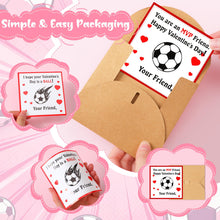 Load image into Gallery viewer, Chivertion 48 Pack Soccer Valentines Cards for Classroom Kids 6 Styles Exchange Greeting Cards with Envelopes Sports Mini Soccer Gifts for School Funny Exchange Gift for Valentine's Day