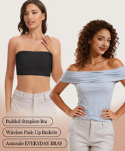 Load image into Gallery viewer, Strapless Bras for Women Push Up Jelly Bandeau Bras No Underwire Seamless Tube Bra Non-Slip with Detachable Straps, Black, XL