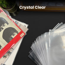 Load image into Gallery viewer, EVEO 50 Vinyl Record Sleeves Outer – Crystal Clear Outer Vinyl Sleeves LP Album Covers 12.75"x12.75" | Perfect Fit Protective 3 Mil Protection for Single & Double LPs - Archival Standard