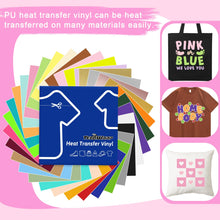 Load image into Gallery viewer, TECKWRAP Heat Transfer Vinyl Bundle - 33 Sheets 12" x 12" Iron on Vinyl for T-Shirt, 33 Assorted Color HTV Vinyl Compatible with Heat Press Craft Cutters (PU 33 Colors)