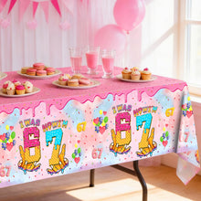 Load image into Gallery viewer, Ulmisfee 3 Pack I was 6 Now I'm 7 Ice Cream Birthday Party Decorations,Disposable Plastic Tablecloth, Ideal Table Cover for Kids & Girls 7TH Birthday Themed Parties, 54 x 108 Inch
