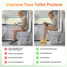Load image into Gallery viewer, Foldable Bamboo Toilet Stool for Bathroom – Poop Stool for Adults & Kids,Adjustable 7-9 Inches with Non-Slip Layer, Improves Posture & Comfort (Primary)