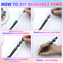 Load image into Gallery viewer, DASTTUIS 150 Pieces DIY Beadable Pen Kit – 50 Plastic Ballpoint Pens with Refills & Bags – School Supplies, Office Accessories & Decorative Items for Students & Teachers (Black)