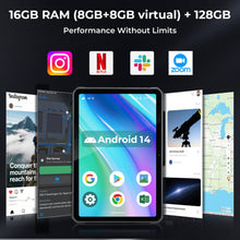 Load image into Gallery viewer, MUNBYN 11-inch Rugged Tablet ILT02, Android 14 UTV Tablet, 16GB+128GB with GPS, IP68 Weather Proof, 32MP+48MP Dual Camera, 4G LTE for Offroad UTV, Drone, 2Y Protection