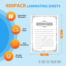 Load image into Gallery viewer, 300 Pack Laminating Sheets, 3 Mil, 9 x 11.5 Inches Thermal Laminating Pouches Lamination Sheet Paper for Laminator, Clear, Letter Size, Office and School Supplies