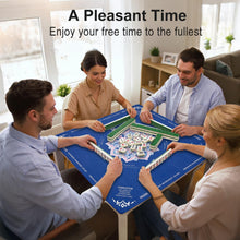Load image into Gallery viewer, GreenD Mahjong Mat for Table 31.5"x31.5" Rubber American Mahjong Mat with Rules, Non Slip Noise Reduction Game Table Cover with Dice for Mahjong, Poker, Board, Card, Tile Games (Blue)