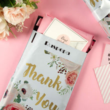 Load image into Gallery viewer, RUSPEPA 6x9 inches Poly Mailers Shipping Bags Thank You Notes Flowers Surrounded White Poly Mailers 2.3 Mil Heavy Duty Self Seal Mailing Envelopes - 100 Pack