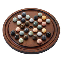 Load image into Gallery viewer, Giftqulo Solitaire Game,12.7-Inch inches Solid Wooden Board with 33 Natural Marble Balls, Deluxe Solitaire Game Set Single-Player Strategy Board Game and Smart Games