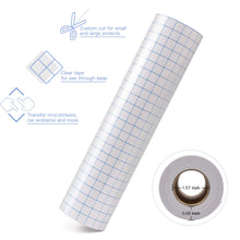 Load image into Gallery viewer, JANDJPACKAGING Transfer Tape for Vinyl - 12” x 50 FT w/Blue Alignment Grid for Adhesive Vinyl - Medium Tack Vinyl Transfer Tape for Silhouette Cameo