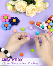 Load image into Gallery viewer, 150PCS FIVEIZERO Silicone Beads, 30 Colors 15mm Silicone Beads Bulk for Keychain Making,Focal Beads Rubber Round Bulk Beads Mixed Color Silicone Beads for DIY Crafts Making