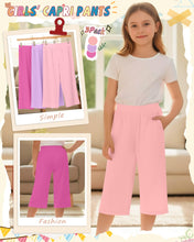 Load image into Gallery viewer, LessonZoo 3 Pack Girls' Capri Pants with Pockets Wide Legs Elastic Waist Capris Yoga Workout Lounge Pants Casual Sweatpants(Pink, Lavender, Peach Pink,13-14 Years)