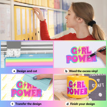 Load image into Gallery viewer, TECKWRAP Candy Rainbow Adhesive Vinyl Bundle Holographic Permanent Vinyl for Crafting Cutter 12" x 36"/Rolls (Glitter White,Transparent Leopard,Transparent Mermaid,Pastel Rainbow,Holo Cloud)