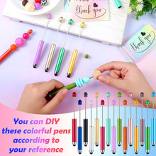 Load image into Gallery viewer, Engrowtic 90 Pcs Beadable Pens Kit, Include 30 Pcs 2 in 1 Plastic Stylus Beadable Pens Foil Thank You Cards with 30 Resealable Packaging Bags for School Office Party Supply Gifts