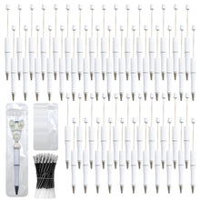 Load image into Gallery viewer, DASTTUIS 150 Pieces DIY Beadable Pen Kit – 50 Plastic Ballpoint Pens with Refills & Bags – School Supplies, Office Accessories & Decorative Items for Students & Teachers (White)
