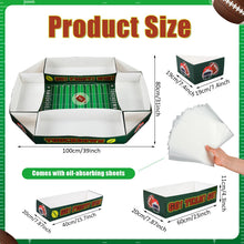 Load image into Gallery viewer, Tosstuki Large Football Party Supplies Kit Food Serving Tray 31 x 39 in Snack Holder Stadium Shape Table Centerpiece for Football Birthday Game Day Sports Event Celebrations Favors