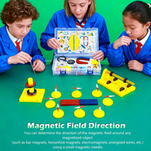 Load image into Gallery viewer, STEM Magnet Experiment Kit: Physics Electromagnetism Tools (Bar/Ring/Horseshoe Magnets, Compass, Electromagnet) - Fun Educational Birthday Gift for Students