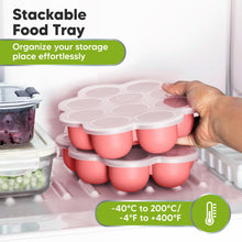 Load image into Gallery viewer, KeaBabies Silicone Food Freezer Trays with Lid, 2oz x 10 Pods Baby Food Storage Containers, Easy Puree Meal Prep, Breast Milk Silicone Freezer Molds, Dishwasher, Microwave Safe, BPA-Free (Blossom)