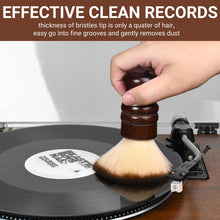 Load image into Gallery viewer, 2-in-1 Vinyl Record Cleaning Kit with Stylus Brush - Anti Static Soft Record Cleaning Kit for Albums Record Players - Retro Wooden Handle Record Brush - High Density Microfiber Bristles Vinyl Brush