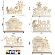 Load image into Gallery viewer, MUOUAKATE 6 Pcs Wooden Ramadan and Eid Crafts Kit, Paint Your Own Ramadan Activities for Boys Girls Ages 3-10 11 12, Ramadan Gifts for Ramadan Eid Party Supplies Class Home Table Decoration