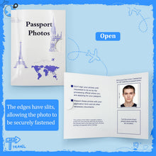 Load image into Gallery viewer, 200 Pack Passport Photo Holder with Closed Design, Thick Paper with Glossy & Matte Coating, 5.31x3.54 Inches, 2 Slots for Passport Photos - for Office, Travel & Customer Delivery