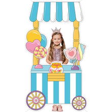 Load image into Gallery viewer, Candy Shop Photo Booth Props Candy Truck Selfie Frame Backdrop Sweet Shoppe Photography Background Large Candies Cart Hanging Banner Sweet Theme Birthday Party Decor for Kids Party Supplies 64 x 36 In