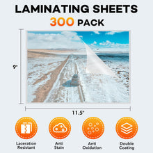 Load image into Gallery viewer, 300 Pack Laminating Sheets, 3 Mil, 9 x 11.5 Inches Thermal Laminating Pouches Lamination Sheet Paper for Laminator, Clear, Letter Size, Office and School Supplies