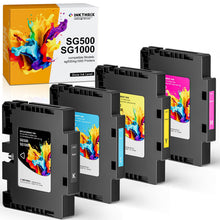 Load image into Gallery viewer, INKTHRIX Version 3.09 SG500 Sublimation Ink Cartridges Compatible for Sawgrass SG500 SG1000 Printers, with Nano-Level Chips, Compatible with firmware Versions 3.09 and Below (BK/C/M/Y, 4-Pack)