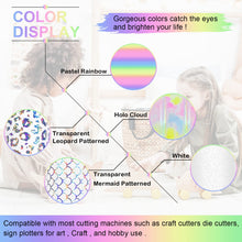 Load image into Gallery viewer, TECKWRAP Candy Rainbow Adhesive Vinyl Bundle Holographic Permanent Vinyl for Crafting Cutter 12" x 36"/Rolls (Glitter White,Transparent Leopard,Transparent Mermaid,Pastel Rainbow,Holo Cloud)