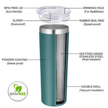 Load image into Gallery viewer, Stainless Steel Tumblers Bulk 12 Pack, 20 oz Vacuum Insulated Skinny Tumblers with Lids and Straws, Double Wall Coffee Mug, Travel Water Cup
