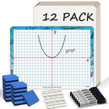 Load image into Gallery viewer, 9"x12" Small White Board with XY Axis,Portable Whiteboard for Students Practice Math,Grid Whiteboar,Double Sided Dry Erase Board for Classroom Teaching,Writable and Erasable White Boards (12 Pack)