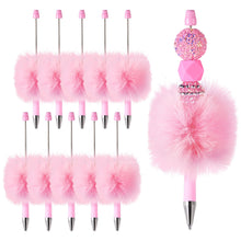 Load image into Gallery viewer, Beadthoven 10pcs Fluffy Beadable Pens, Cute Plush Ball Beaded Pens DIY Plastic Bead Pen Funny Pom Pom Pens Shaft Black Ink Ballpoint Pens for DIY Pens Decorations Supplies Gift Office School Pink