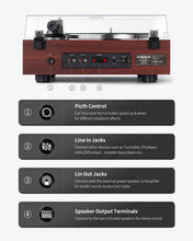 Load image into Gallery viewer, ANGELS HORN High Fidelity Bluetooth Turntable, Vinyl Record Player with Bookshelf Speakers, Built-in Phono Preamp, Belt Drive 2-Speed, Pitch Control, Adjustable Counterweight, AT-3600L