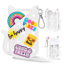 Load image into Gallery viewer, HESUSLA Cat Silicone Case for Touchland Hand Sanitizer Spray with Keychain&Charms,Compatible with Power Mist & Glow Mist 1 FL Oz/30ML for Touchland Case,Cute Travel Cover Sleeve Accessory (White Cat)
