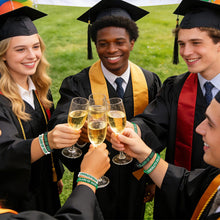 Load image into Gallery viewer, Gatherfun Graduation Decorations : Congrats Grad Wristband Silicone Bracelets - Graduation Party Favors & Class of 2026 Decorations, Gifts for Grads!,30Pack, 2 Designs (Green Black)