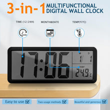 Load image into Gallery viewer, Healifty Digital Wall Clock: Wall-Mounted Led Display Clock with Date Temperature for Living Room Office Bedroom Home Decor