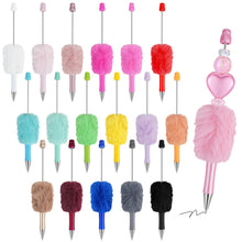 Load image into Gallery viewer, 18 Pcs Fluffy Beadable Ballpoint Pens, Retractable Plush Ball Beaded Pens, 18 Colors Cute Plastic Bead Pen, Funny DIY Black Ink Pens for Office School Writing Gift Supplies