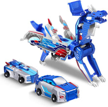 Load image into Gallery viewer, Hjhyqex 2-in-1 Transforming Dinosaur Car Toy - Magnetic Collision Robot Vehicles for Kids | Thrilling Transformations for Boys & Girls (Blue)