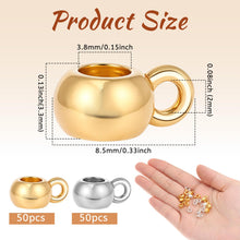 Load image into Gallery viewer, 100pcs Links Bail Beads Alloy Gold Spacer Beads for Jewelry Making Connectors Tube Spacer Loose for DIY Bracelet Pendant Jewelry Making Necklace Craft (50gold & 50silver)