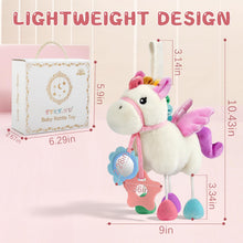 Load image into Gallery viewer, TYRY.HU Link & Love Toy for Stroller or Car Seat, Baby Car Seat Toys Features Textured Ribbons, Crinkle Sounds, Clinking Rings & Silicone Teether, Sensory Plush Toy Best Gift for 0 3 6 9 12 Months