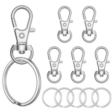 Load image into Gallery viewer, sprookber 100pcs Metal Lobster Claw Clasp with Key Ring, Keychain Rings for Crafts, Key Jewelry DIY Crafts, Lanyard Clips snap Hook, Swivel Clasps Clip