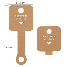 Load image into Gallery viewer, joycraft 200Pcs Self Adhesive Bracelet Display Cards,Kraft Handmade with Love Blank Cards, Jewelry Packaging for Selling, Hanging Display Cards for Jewelry, Bracelet, and Necklace(4“x1.5")