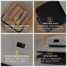 Load image into Gallery viewer, HTVRONT Auto Heat Press Machine for T Shirts - 15x15 Smart T Shirt Press Machine with Auto Release - Professional Heat Press for Sublimation, Vinyl, Heat Transfer Projects