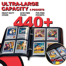 Load image into Gallery viewer, 440 Card Binder 4 Pocke 3-Ring Trading Card Binder with 55 Page Removable Sleeves, High Storage Trading Card Holder Collection Card Album Carrying Organizer Case for TCG Cards-red